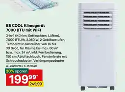 Lagerhaus BE COOL Klimagerät 7000 BTU mit WIFI Angebot