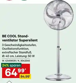 Lagerhaus BE COOL Stand- ventilator Supersilent Angebot