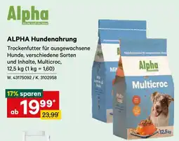 Lagerhaus ALPHA Hundenahrung Angebot