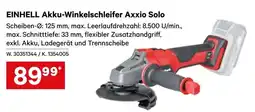 Lagerhaus EINHELL Akku-Winkelschleifer Axxio Solo Angebot