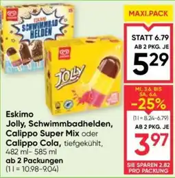 Maximarkt Eskimo Jolly, Schwimmbadhelden, Calippo Super Mix oder Calippo Cola Angebot