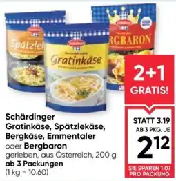 Maximarkt Schärdinger Gratinkäse, Spätzlekäse, Bergkäse, Emmentaler oder Bergbaron Angebot