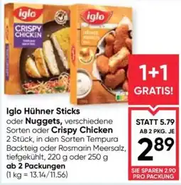 Maximarkt Iglo Hühner Sticks oder Nuggets, verschiedene Sorten oder Crispy Chicken Angebot