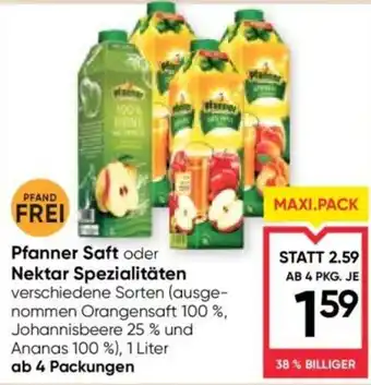 Maximarkt Pfanner Saft oder Nektar Spezialitäten Angebot
