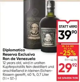 Maximarkt Diplomatico Reserva Exclusiva Ron de Venezuela Angebot