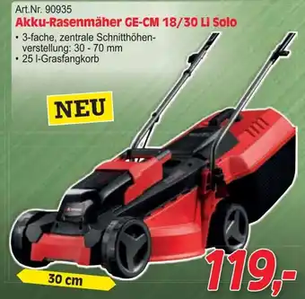 Zgonc Akku-Rasenmäher GE-CM 18/30 Li Solo Angebot