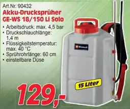 Zgonc Akku-Drucksprüher GE-WS 18/150 Li Solo Angebot