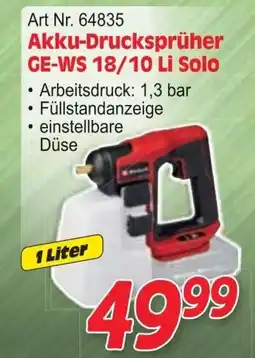 Zgonc Akku-Drucksprüher GE-WS 18/10 Li Solo Angebot