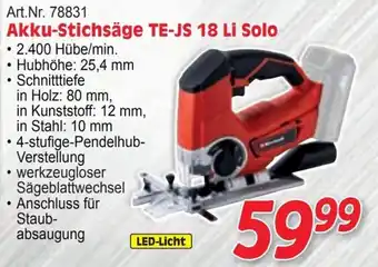 Zgonc Akku-Stichsäge TE-JS 18 Li Solo Angebot