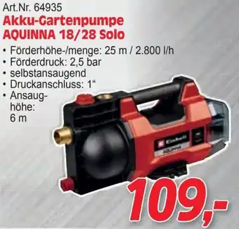 Zgonc Akku-Gartenpumpe AQUINNA 18/28 Solo Angebot