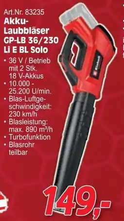 Zgonc Akku- Laubbläser GP-LB 36/230 Li E BL Solo Angebot