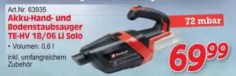 Zgonc Akku-Hand- und Bodenstaubsauger TE-HV 18/06 Li Solo Angebot