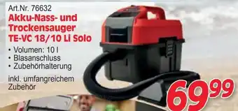 Zgonc Akku-Nass- und Trockensauger TE-VC 18/10 Li Solo Angebot