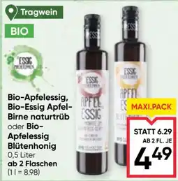 Maximarkt Bio-Apfelessig, Bio-Essig Apfel- Birne naturtrüb oder Bio- Apfelessig Blütenhonig Angebot