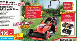 Norma WALTER Li-Ionen Brushless Akku- Rasenmäher inkl. 2x40V Akkus Angebot