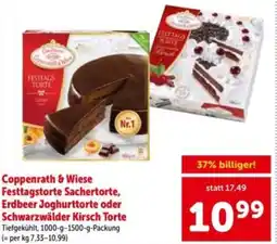 Interspar Coppenrath & Wiese Festtagstorte Sachertorte, Erdbeer Joghurttorte oder Schwarzwälder Kirsch Torte Angebot