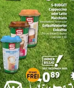 Interspar S-budget cappuccino oder latte macchiato Angebot