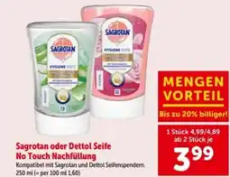 Interspar Sagrotan oder Dettol Seife No Touch Nachfüllung Angebot