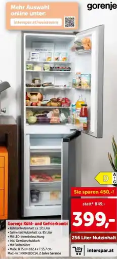 Interspar Gorenje kühl- und gefrierkombi Angebot