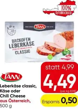 Eurospar Leberkäse classic, Käse oder Chili Cheese aus Österreich Angebot