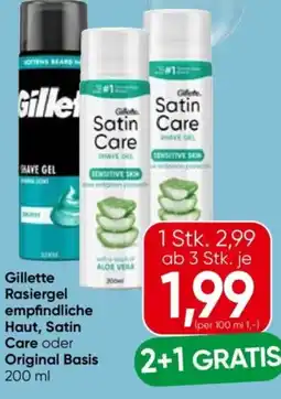 Eurospar Gillette rasiergel empfindliche haut, satin care oder original basis Angebot