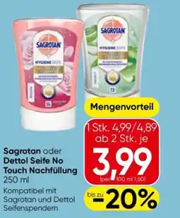 Eurospar Sagrotan oder Dettol Seife No Touch Nachfüllung Angebot