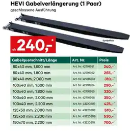 Lagerhaus HEVI Gabelverlängerung (1 Paar) Angebot