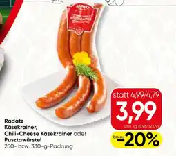 SPAR Gourmet Radatz Käsekrainer, Chili-Cheese Käsekrainer oder Pusztawürstel Angebot