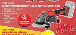 Zgonc Akku-Winkelschleifer AXXIO 18/125 Quick Solo Angebot