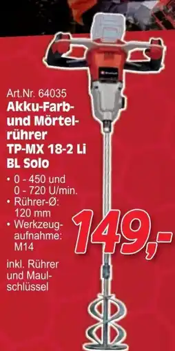 Zgonc Akku-Farb- und Mörtel- rührer TP-MX 18-2 Li BL Solo Angebot