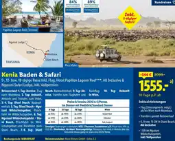 Lidl Reisen Kenia Baden & Safari Angebot
