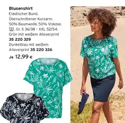 Tchibo Eduscho Blusenshirt, grün mit Alloverprint Angebot