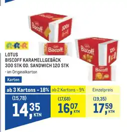 Metro Lotus biscoff karamellgebäck 300 stk od. sandwich 120 stk Angebot