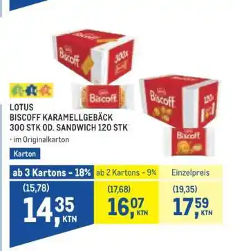 Lotus Biscoff Karamellgebäck 300 Stk od. Sandwich 120 Stk