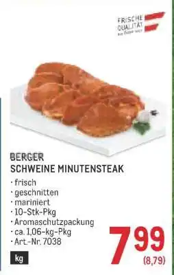 Metro BERGER SCHWEINE MINUTENSTEAK Angebot