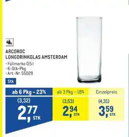 Metro ARCOROC LONGDRINKGLAS AMSTERDAM Angebot