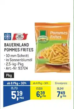 Metro Bauernland pommes frites Angebot