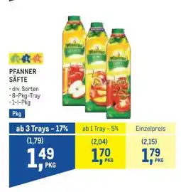Metro Pfanner Säfte Angebot