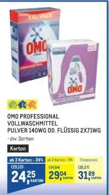 Metro OMO PROFESSIONAL VOLLWASCHMITTEL PULVER 140WG OD. FLÜSSIG 2X71WG Angebot