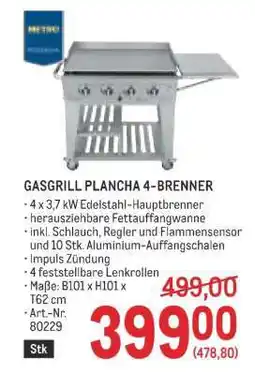 Metro GASGRILL PLANCHA 4-BRENNER Angebot