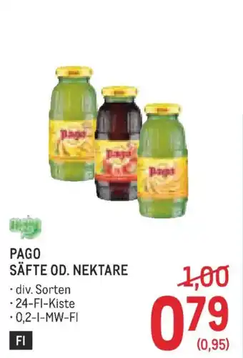 Metro Pago säfte od. nektare Angebot