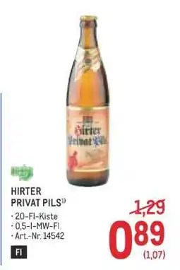 Metro Hirter Privat Pils Angebot