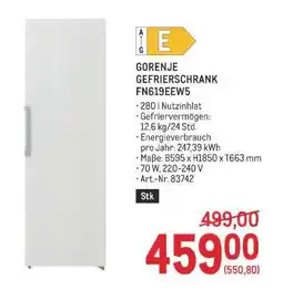 Metro GORENJE GEFRIERSCHRANK FN619EEW5 Angebot