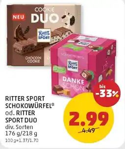 PENNY Ritter sport schokowürfel od. ritter sport duo Angebot