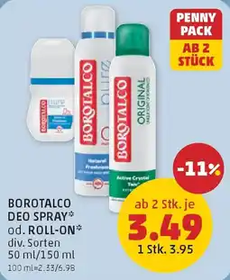 PENNY Borotalco deo spray od. roll-on Angebot