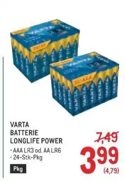 Metro VARTA BATTERIE LONGLIFE POWER Angebot