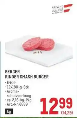Metro BERGER RINDER SMASH BURGER Angebot