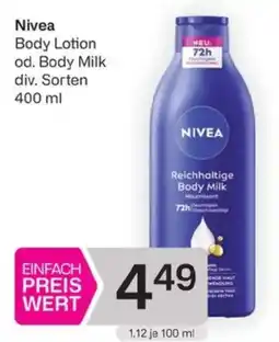 Bipa Nivea Body Lotion od. Body Milk Angebot