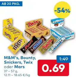 T&G M&M's, Bounty, Snickers, Twix oder Mars Angebot