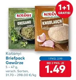 T&G Kotanyi Briefpack Gewürze Angebot